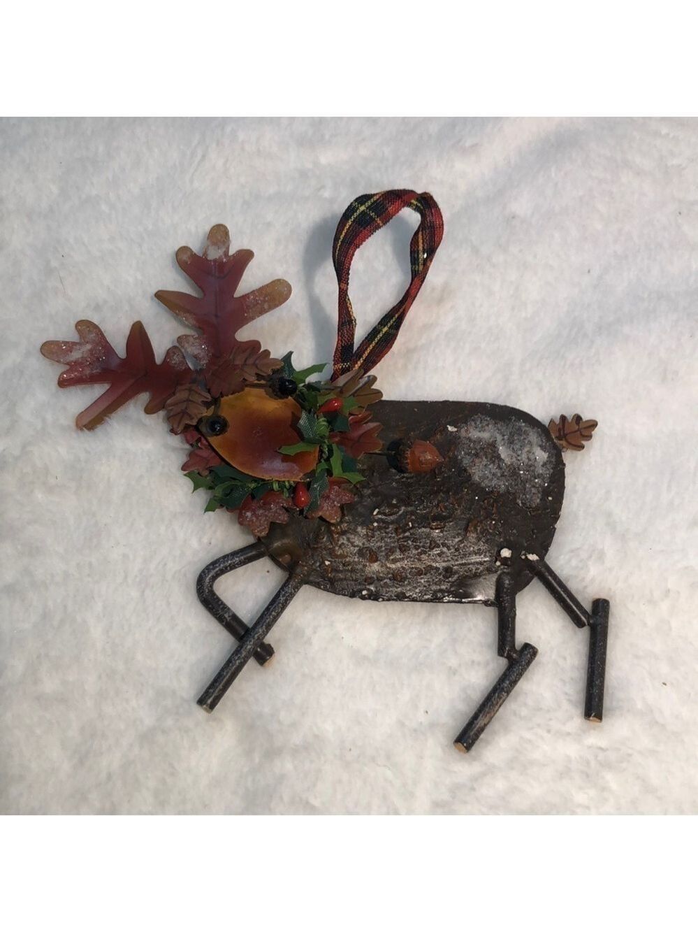 Beautiful Rustic Metal  Reindeer Christmas Ornament